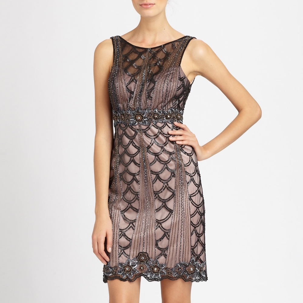 Sue Wong dress black beads gatsby size 2